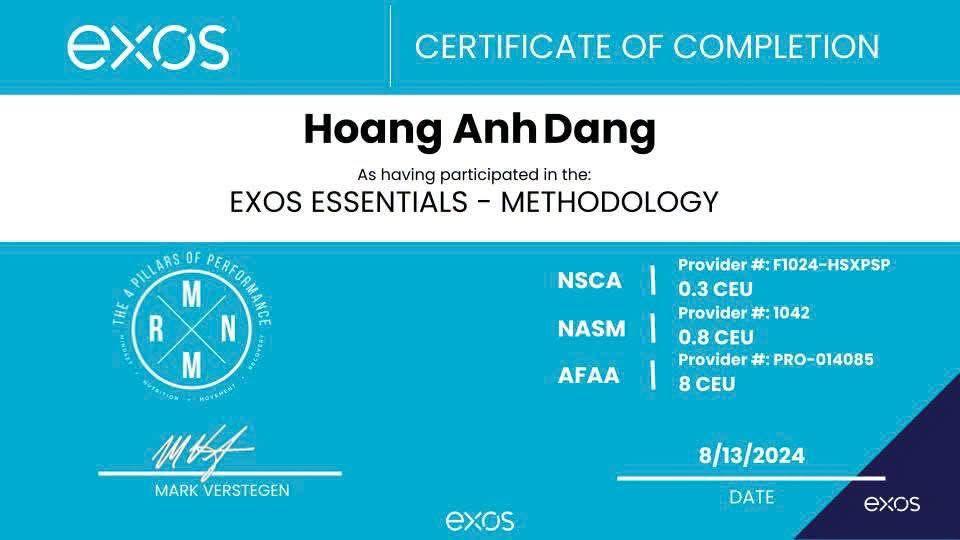 Chứng chỉ EXOS Essentials: Methodology, EXOS