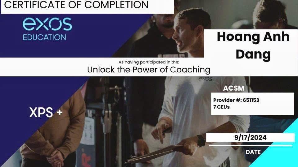 Chứng chỉ Unlock the Power of Coaching, EXOS