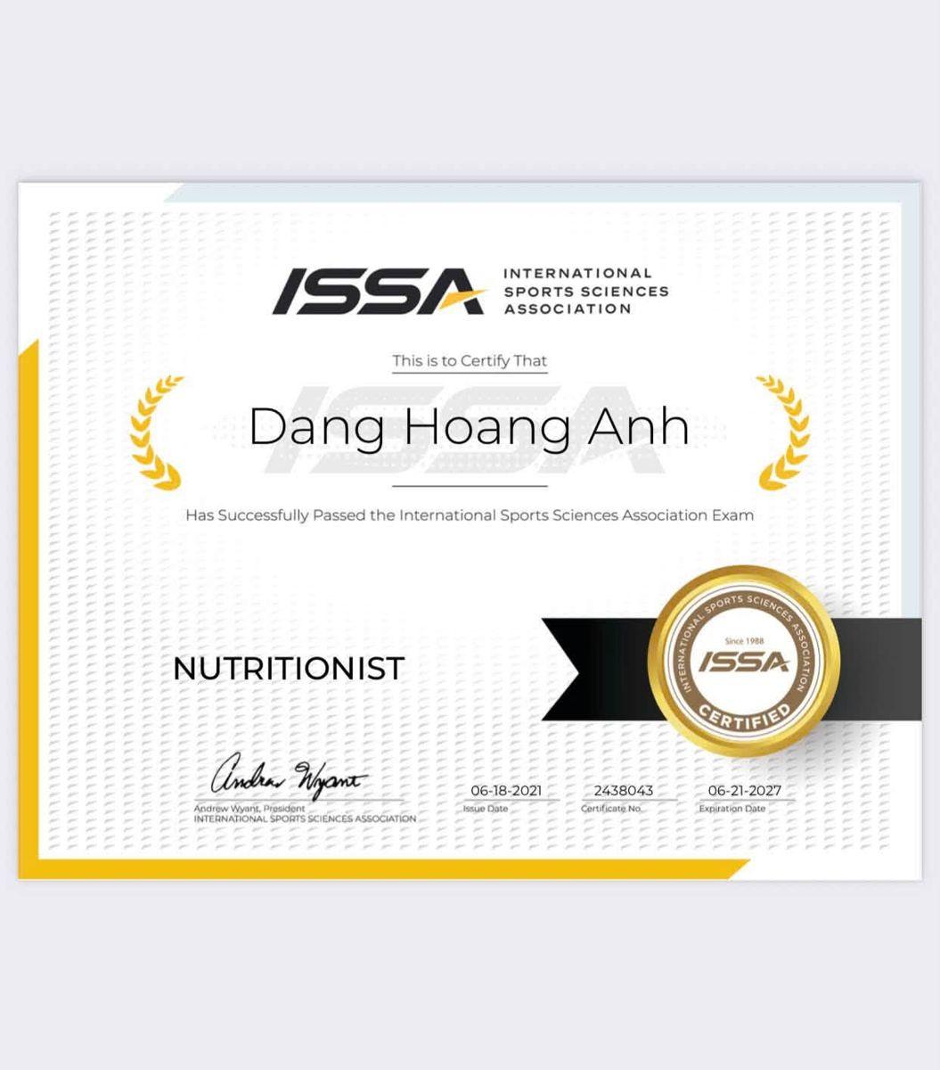 Chứng chỉ Nutritionist, ISSA